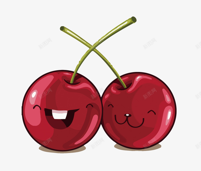 两颗红色的樱桃png免抠素材_88icon https://88icon.com 卡通 手绘 樱桃PNG矢量图 樱桃免扣PNG图 水果 矢量樱桃 红色