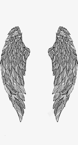 手绘写实天使大翅膀图矢量图素材