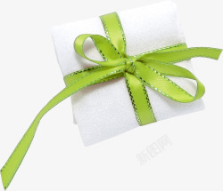 绿丝带白色包装礼品素材