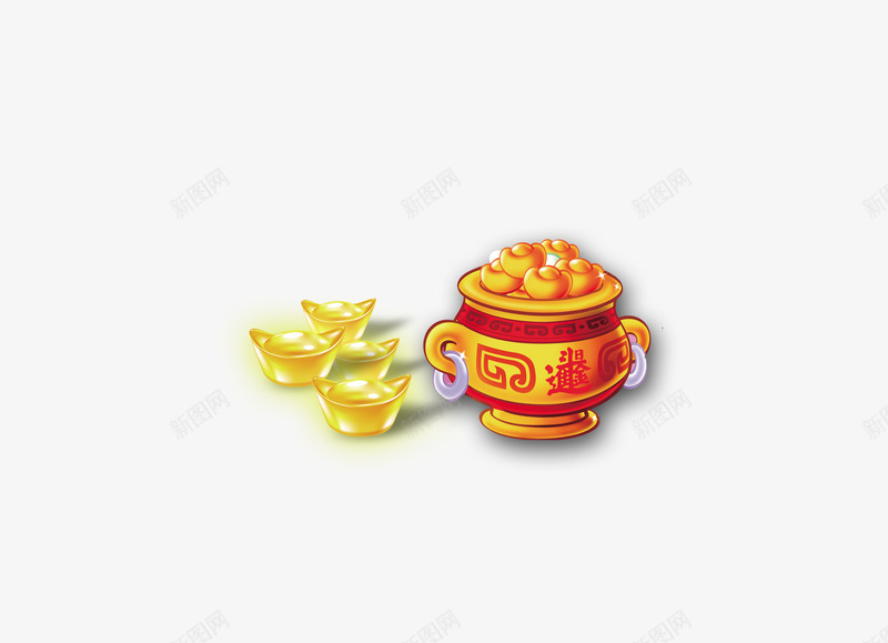 聚宝黄金png免抠素材_88icon https://88icon.com psd 富贵 橙色 聚宝盆 聚宝盆设计免费下载 金色 黄色