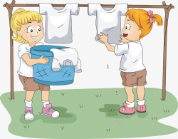 孩子们洗衣服素材
