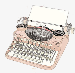 打字机png免抠素材_88icon https://88icon.com 复古 手绘 打字机 机械 粉色
