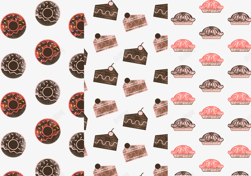 食物背景图矢量图ai免抠素材_88icon https://88icon.com 奶油蛋糕 樱桃 特色 甜甜圈 背景图 面包 食物 矢量图