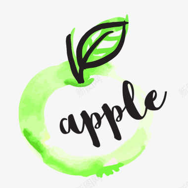 火鸡字母绿色苹果卡通图标矢量图图标