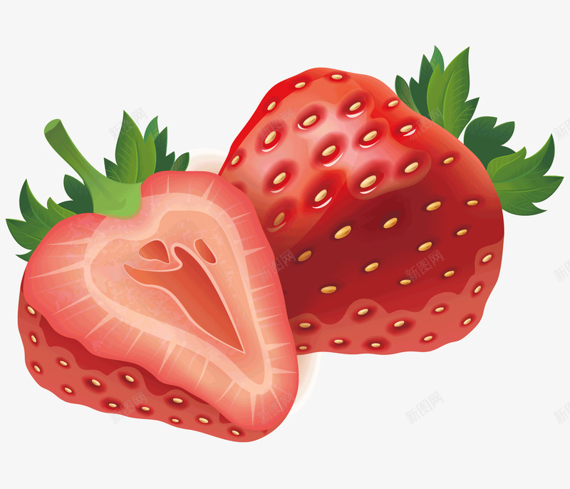 红色的草莓矢量图ai免抠素材_88icon https://88icon.com 切开的草莓 吃的 水果 水果蔬菜 矢量图 矢量食物 红色的草莓 草莓 草莓剖面 草莓横切面