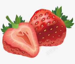 切开的草莓红色的草莓矢量图高清图片