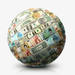 世界货币组成的地球球形金融素材