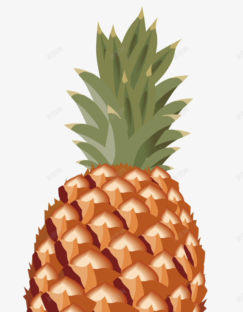一个卡通的水果菠萝矢量图ai免抠素材_88icon https://88icon.com 卡通食物 水果蔬菜 绿色的叶子 美味的 酸甜 食物 黄色的果实 矢量图