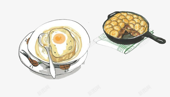 苹果派与汤面png免抠素材_88icon https://88icon.com 中餐 勺子 卡通 插画 汤面 绘画 苹果派 荷包蛋 锅子 食物