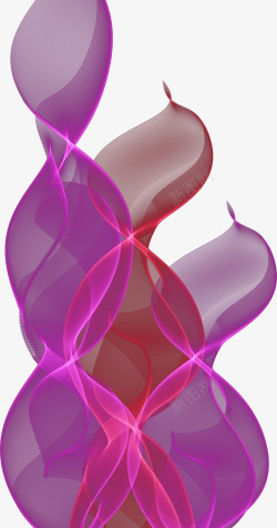 紫色清新曲线绸带效果元素素材