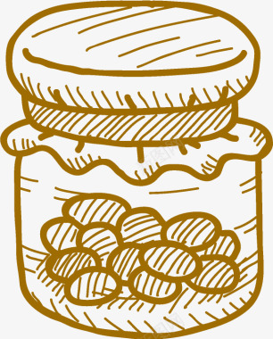卡通线描罐装饼干图标图标