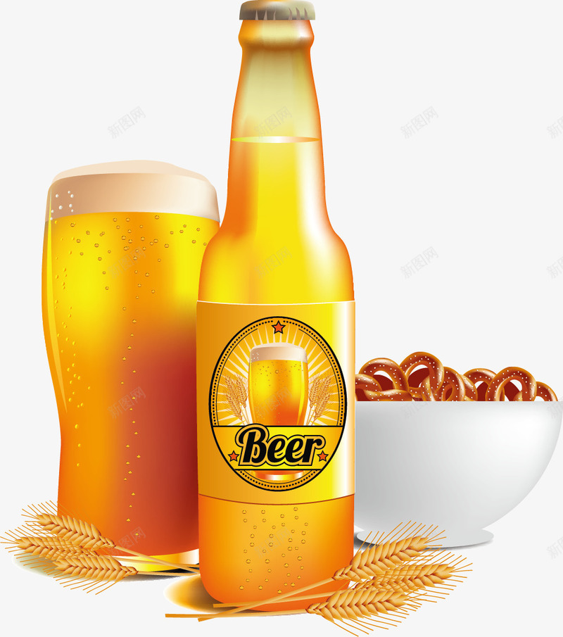啤酒节png免抠素材_88icon https://88icon.com 啤酒杯 啤酒瓶 美食 黄色啤酒