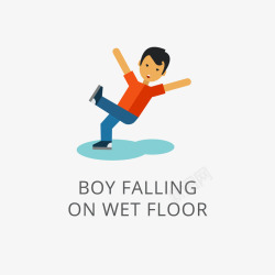 蓝色裤子溜冰摔倒的男孩矢量图高清图片