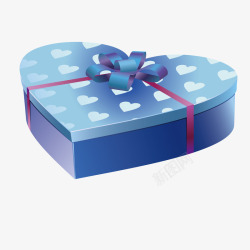 蓝色爱心礼物包装盒子素材