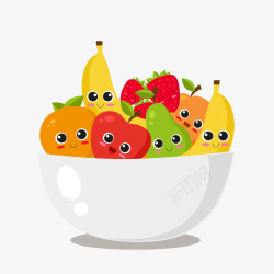 卡通装在碗里的可爱水果素材