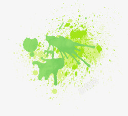 创意合成手绘绿色的喷溅油漆素材