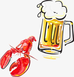 龙虾和啤酒素材