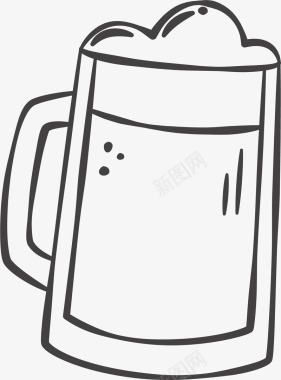 条纹T恤手绘的新鲜啤酒矢量图图标图标
