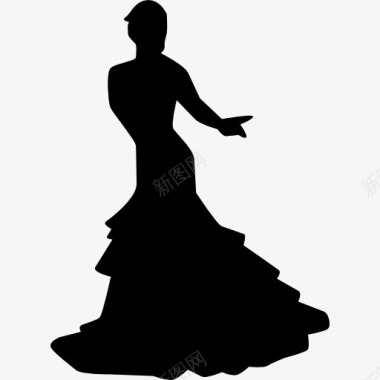 弗拉明戈女舞者的姿态图标图标