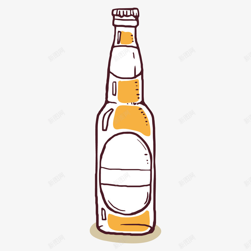 卡通手绘一瓶啤酒png免抠素材_88icon https://88icon.com 一瓶啤酒 创意 动漫动画 卡通手绘 酒瓶 黄色