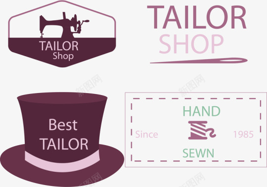 店铺促销标志裁缝缝纫机徽标矢量图图标图标