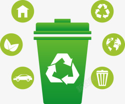 卡通绿色环保回收箱矢量图素材