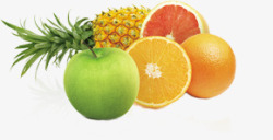 菠萝苹果橙子柚子水果素材