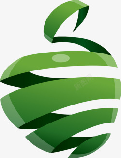 立体插画渐变苹果形状绿色素材