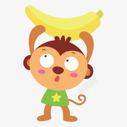 初夏水果猴子香蕉矢量图素材