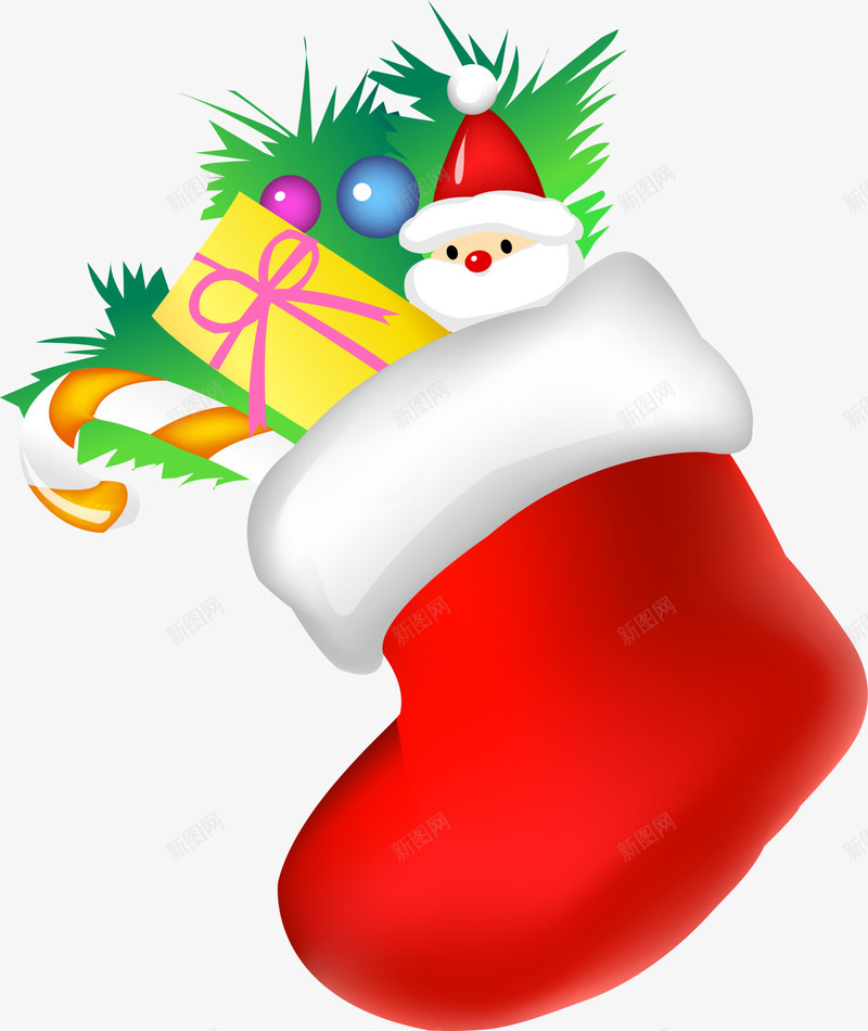 卡通红色礼物圣诞袜png免抠素材_88icon https://88icon.com Christma Christmas Merry 圣诞快乐 圣诞节 圣诞袜 拐杖糖果 礼品 装饰图案