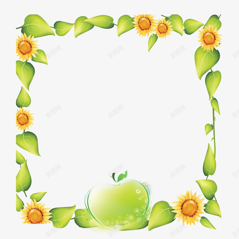苹果相框psd免抠素材_88icon https://88icon.com 照片 相框 花朵 苹果