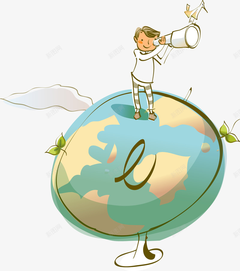 望远镜地球人物绿植png免抠素材_88icon https://88icon.com 人物 地球 望远镜