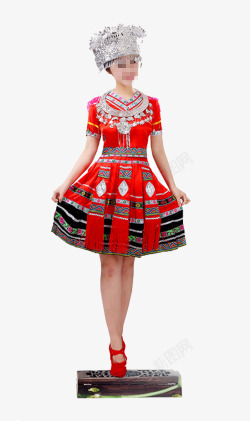 穿着红色裙子的瑶族女孩素材