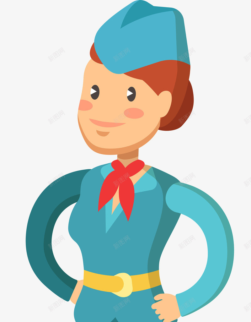 卡通空姐乘务员人物png免抠素材_88icon https://88icon.com 乘务员 卡通人物 女性 矢量图案 空姐 职业
