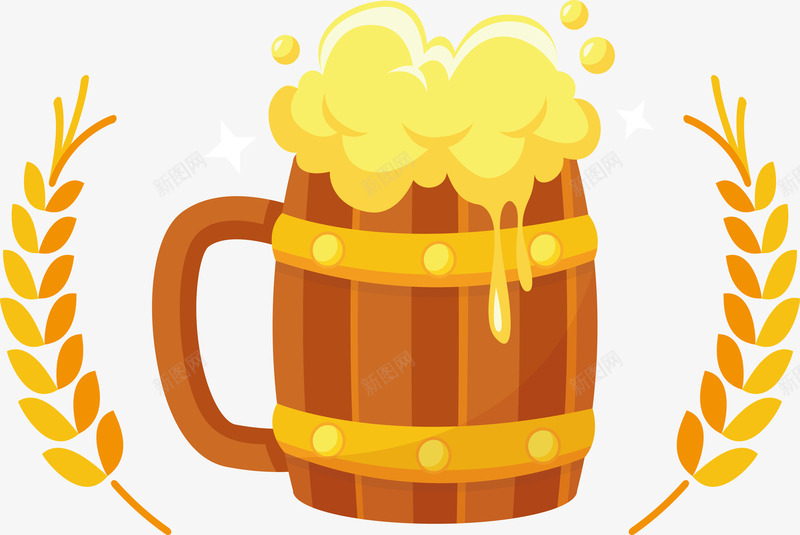 木质啤酒杯png免抠素材_88icon https://88icon.com 啤酒杯 小麦啤酒 木质 木质酒杯 矢量png 金色小麦