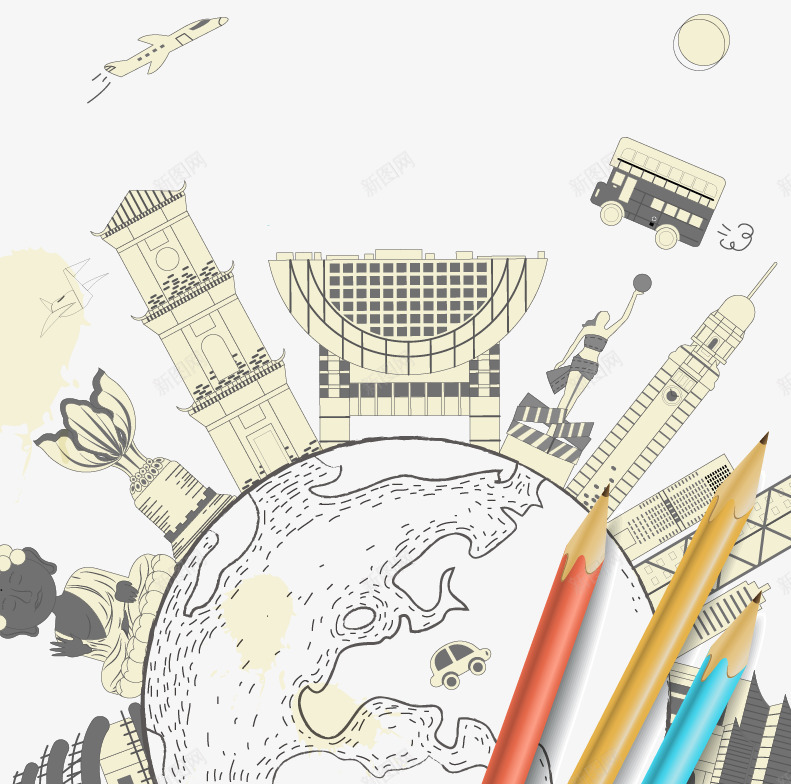 手绘世界世界上的香港著名建筑png免抠素材_88icon https://88icon.com 世界 中华人民共和国香港特别行政区 中国香港 地球 手绘 手绘香港 旅游景点 著名建筑 香港卡通