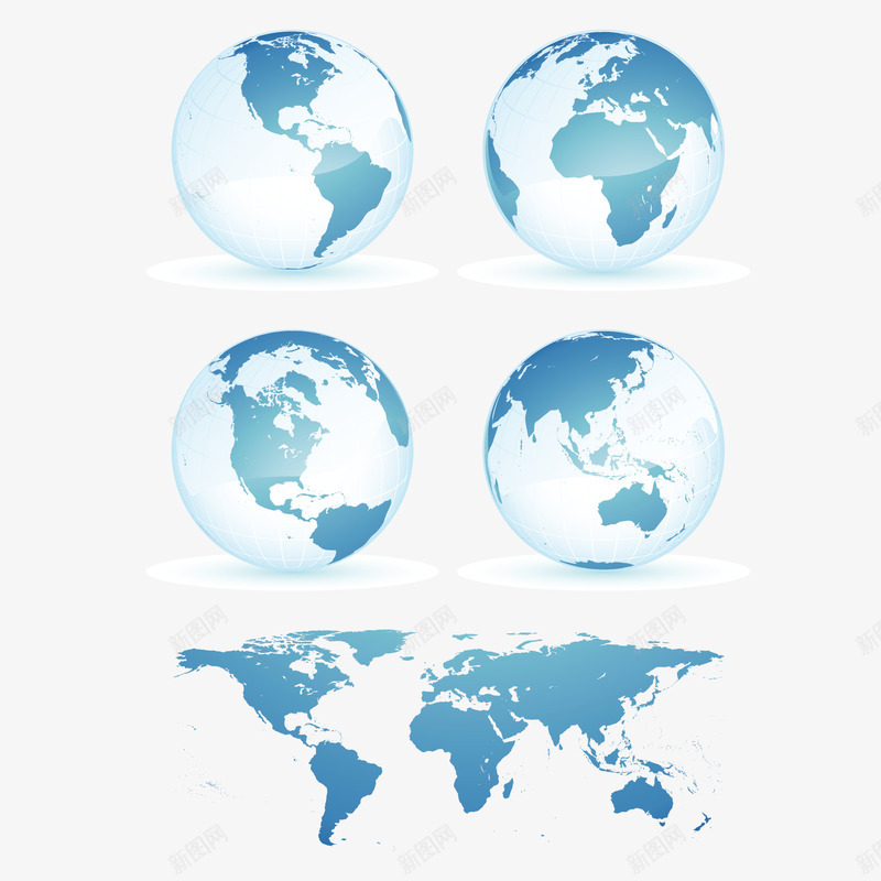 蓝色地球和世界地图png免抠素材_88icon https://88icon.com 世界地图 地图 地球 水晶地球