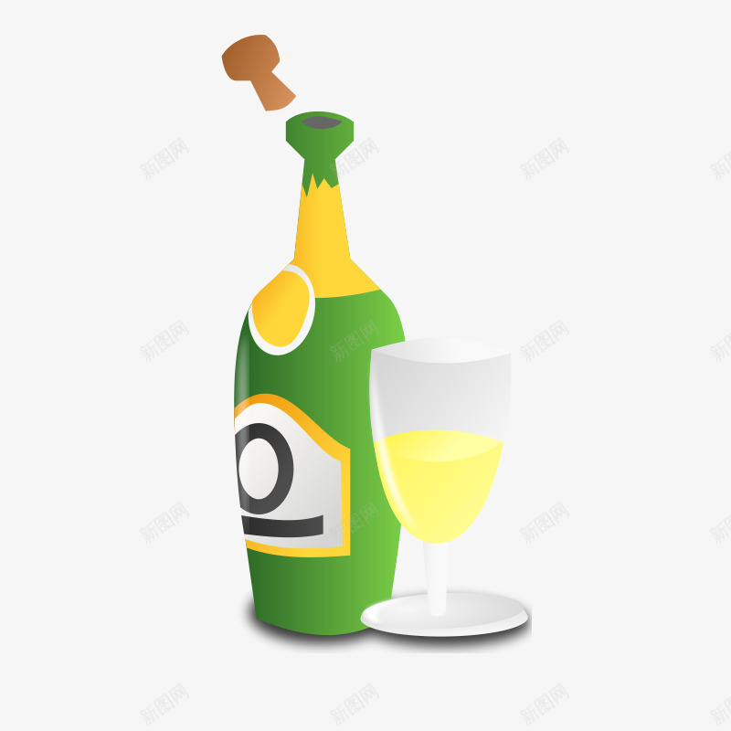 一瓶啤酒和一杯啤酒png免抠素材_88icon https://88icon.com 卡通酒杯 啤酒 杯子 瓶子