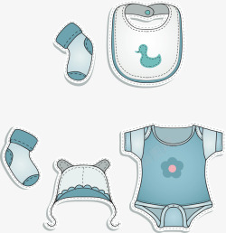 婴儿衣物矢量图可爱蓝色婴儿衣物图标高清图片