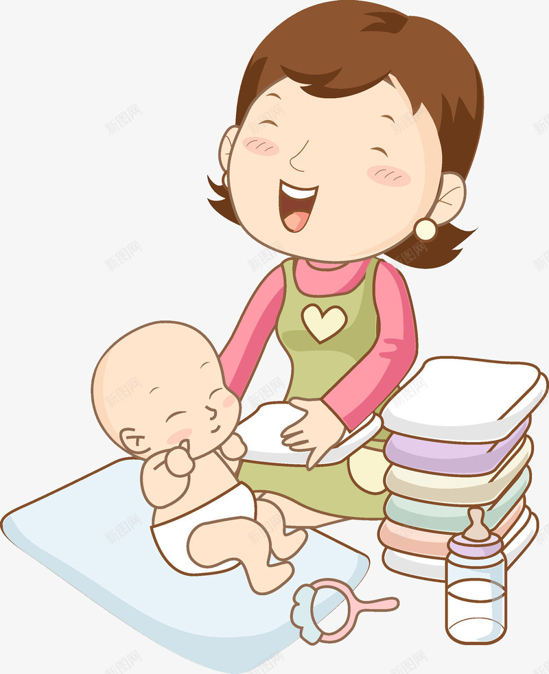 给小孩换衣服的女人png免抠素材_88icon https://88icon.com 卡通 可爱的 女人 奶瓶 婴儿 插图 衣服 高兴地