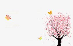 粉色樱桃树手绘樱桃树高清图片