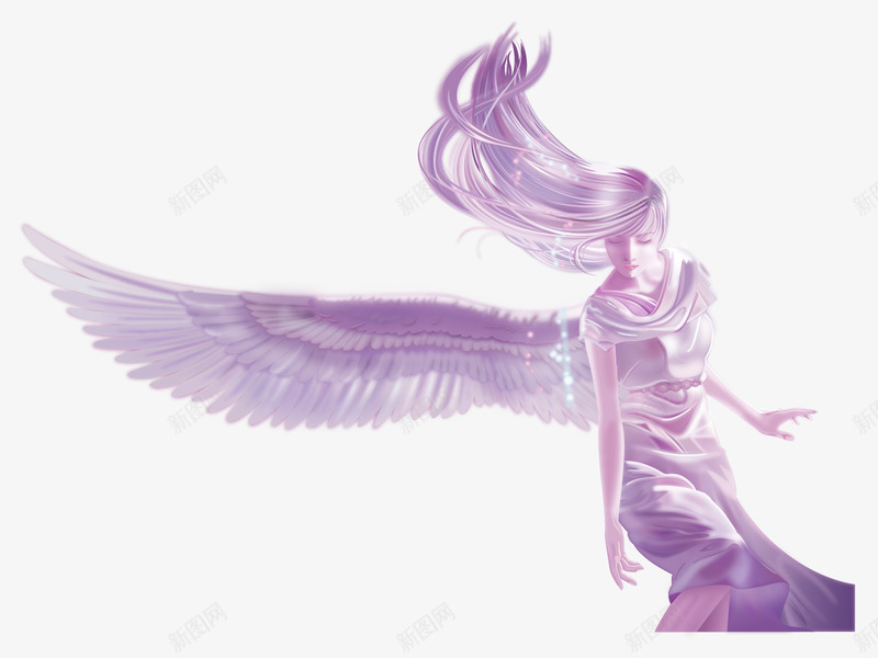 手绘长翅膀的女孩矢量图ai免抠素材_88icon https://88icon.com 手绘 梦幻 长翅膀的女孩 矢量图