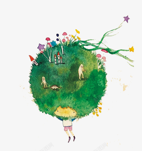 绿色卡通创意环保地球插画png免抠素材_88icon https://88icon.com 创意设计 卡通 地球 插画 爱护环境 环保 绿色