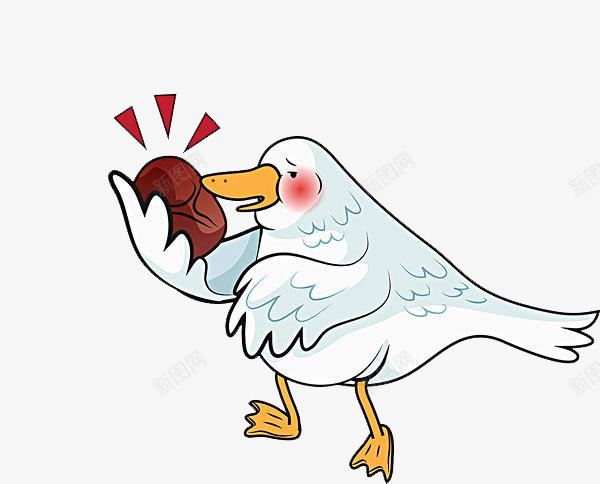 一只鸭子png免抠素材_88icon https://88icon.com 一只 卡通 手绘 白色 红色 翅膀 鸭掌 黄色
