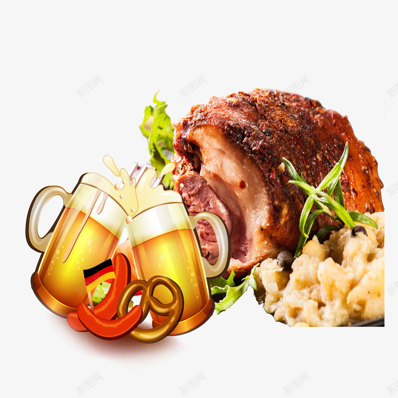 啤酒烤肉png免抠素材_88icon https://88icon.com 啤酒杯 烤肉 碰杯