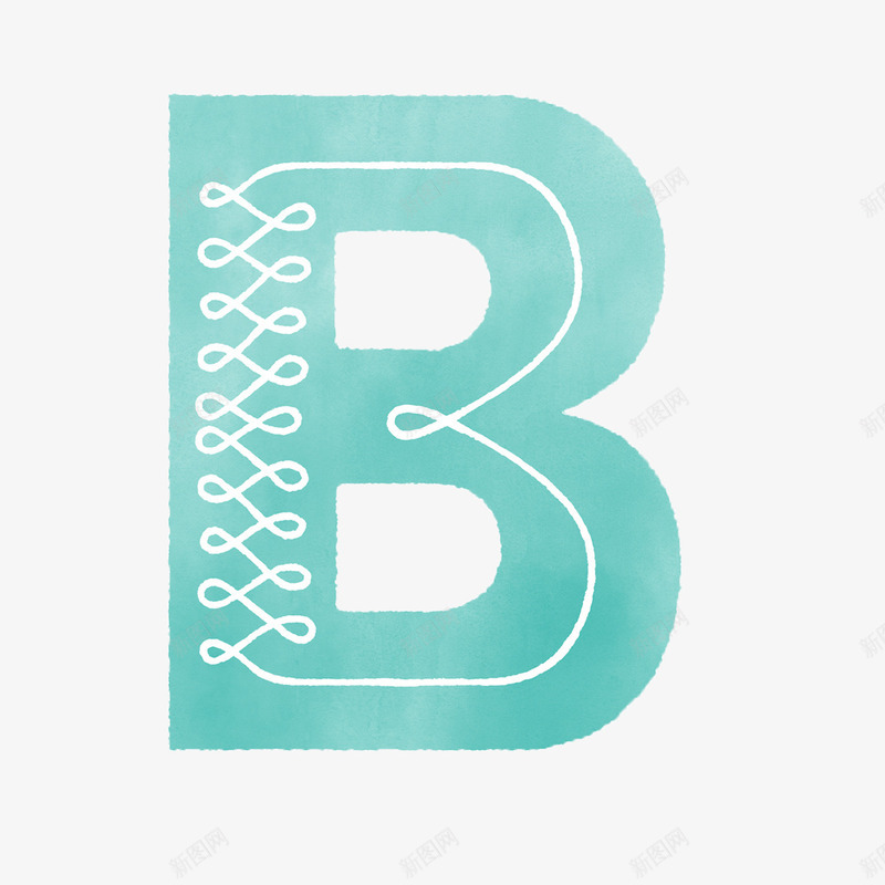 绿色手绘的英文字母Bpng免抠素材_88icon https://88icon.com 创意字母 大写字母 字母B 曲线 绿色字母 英文字母