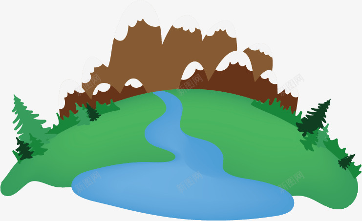 地球上的卡通雪山绿地和河流矢量图ai免抠素材_88icon https://88icon.com 卡通 地球 手绘 水流 矢量图
