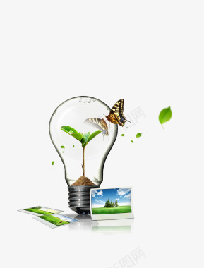 绿色能源图标环保绿色灯泡图标图标