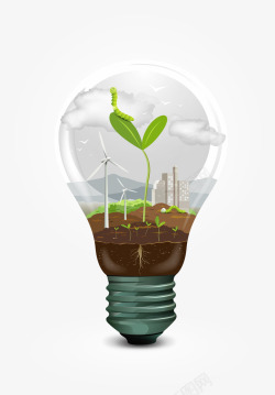 地球日环保低碳创意灯泡素材