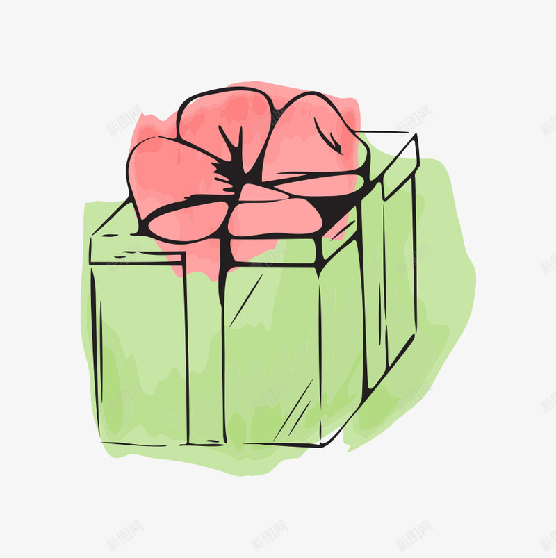 神秘的礼物盒矢量图ai免抠素材_88icon https://88icon.com 卡通 礼品盒 礼物 绿色 矢量图